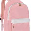 School Backpack for Girls and Boys, Preppy Backpack College Bookbag Middle High School Bag, Lightweight Laptop Backpacks for Travel Work Daypack-Pink