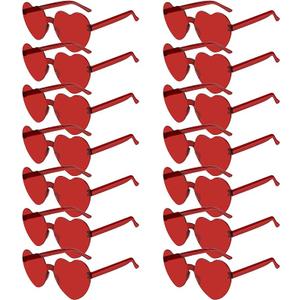 14 Pack Heart Shaped Sunglasses for Women Rimless Heart Glasses Bulk Mardi Gras Candy Color Sunglasses for Party