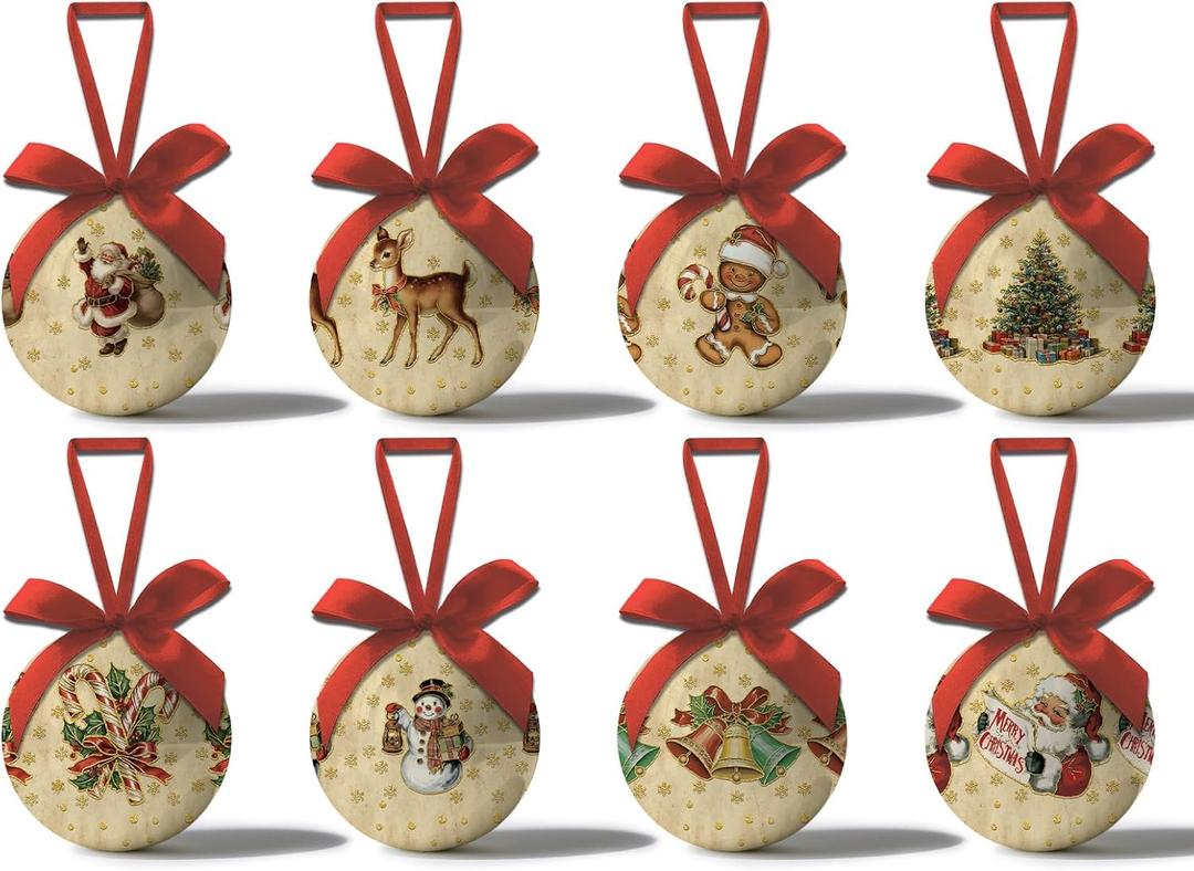Vintage Christmas Decor 16Pcs - Vintage Christmas Ornaments Tree Decorations Hanging Balls, Classic Decorations Ball 2.36 Inch for Xmas Tree Party Home Holiday