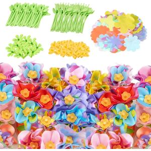 Hamdol Flower Press Toy Accessories for Kids, DIY Fabric Flower Craft Refill Kit, Arts & Crafts Supplies for Flower Bouquet Making, Perfect for Valentine, Easter, Birthday Gift (Black)