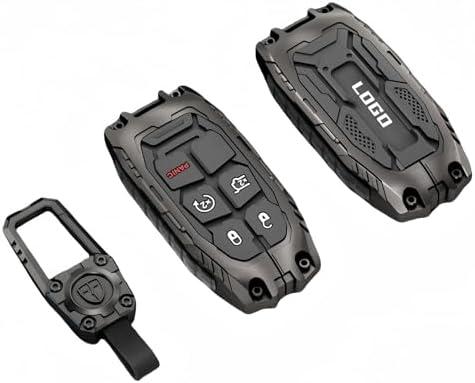 Heavy Zinc Alloy Key fob Cover, Keychain, Key Case, Accessories Compatible with Jeep Grand Cherokee Renegade Dodge Durango Challenger Wrangler Patriot Grand Comander Journey Fiat Dart Chrysler 200 300