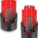 2 Packs 12V Battery Replacement for Milwaukee M12 Battery, 3.0Ah M-12 Batteries Compatible for Milwaukee 12V Tools 48-11-2420 48-11-2440 48-11-2411 48-11-2402 Cordless Power Tools