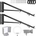 2 Pack Wall Mount Triangle Boom Arm 180cm/70.8in, Ring Light Mount Ceiling Light Stand 180 Flexible Rotation for Studio Video Light, Monolight, Photography, Softbox, Reflector