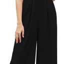 Gardenwed Women's Sleeveless Wide Leg Jumpsuit, Elegant Side Split High Waist Palazzo Pants Romper with Pockets Button Detail (Black, L)