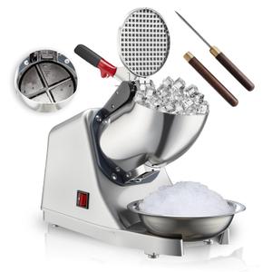 4 Blades Electric Ice Shaver 300W Snow Cone Maker Machine 143lbs/hr Shaved Ice Machine Stainless Steel Kitchen Electric Ice Crush with a Free Ice Pick and Ice Cube Tray