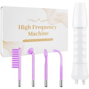 High Frequency Facial Wand,Portable Handheld High-Frequency Facial with 4 Argon Sticks - Violet (4 Violet Tubes)