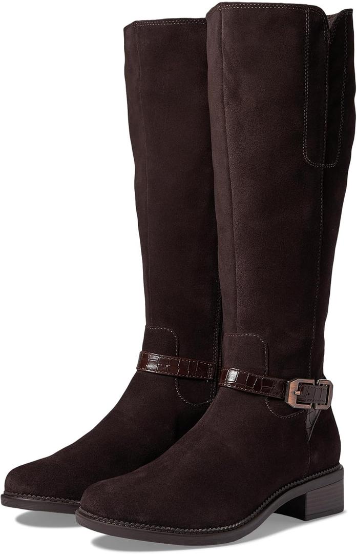Clarks Women's Maye Aster Fashion Boot (6.5 Wide, Dark Brown Suede)