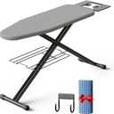 Ironing Board with Iron Rest,Small Foldable Iron Board Reinforced Steel Legs,Adjustable Height Hanger Iron Board with 2 Heat Resistant Cover,43 x 12
