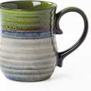 21 oz Large Ceramic Coffee Mugs, Handmade Cup with Large Handle, Big Tea and Coffee Cups for Office and Home, Microwave and Dishwasher Safe (Light Green)