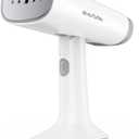 BEAUTURAL Travel Steamer for Clothes with Dual Voltage for Worldwide Use, Foldable Handheld Garment Fabric Wrinkle Remover, Portable Steam Iron, 35 Second Fast Heat-up, 1.9 Pounds (White&Gray)