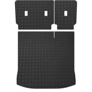 Trunk Mat & Backrest Mat for 2020-2025 Ford Explorer 6&7 Seats - Custom Fit PU Leather Cargo Liner and Rear Backrest Protector - All Weather Anti-Slip Waterproof Cargo Mats (Black Diamond