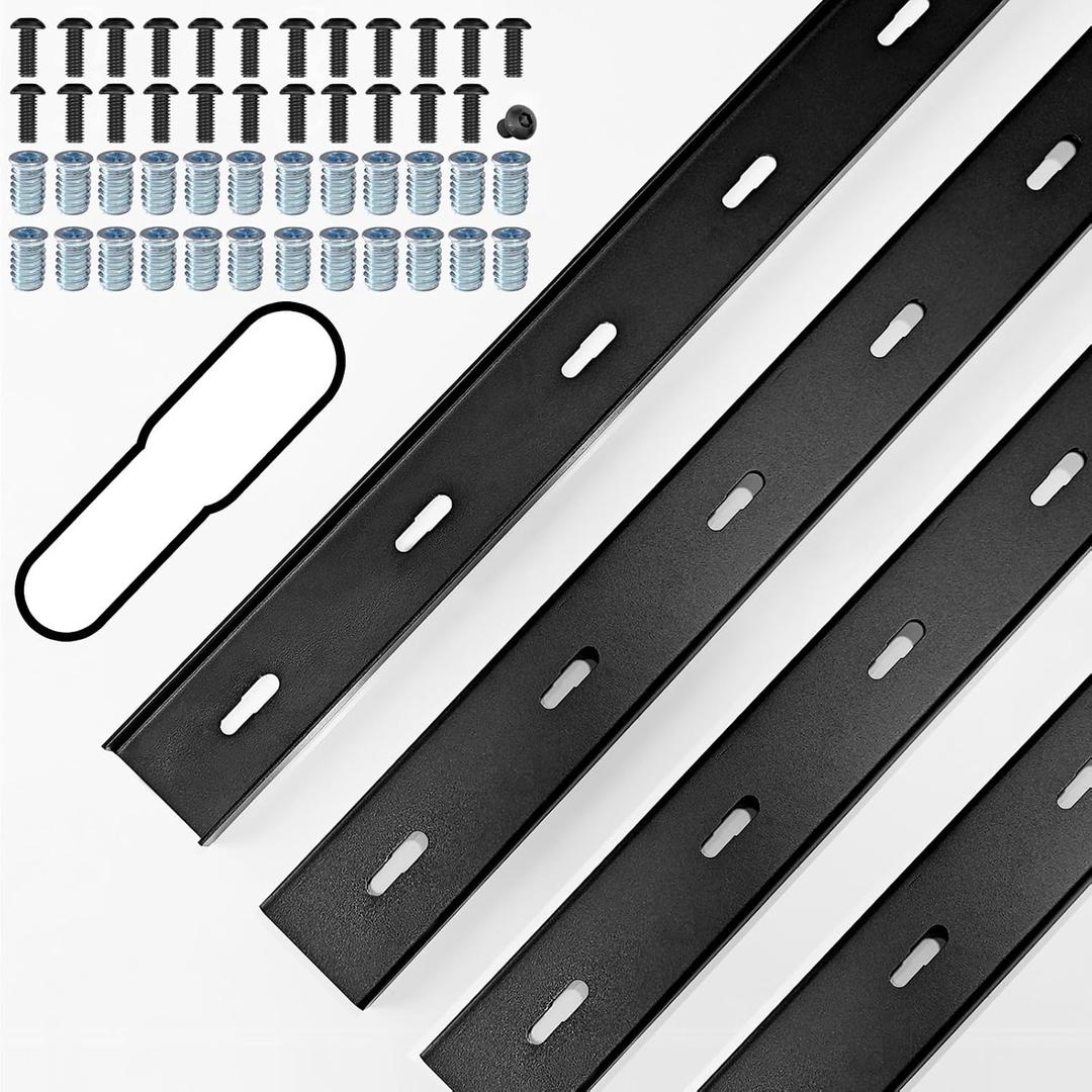 4 Pack 32" L x 3" W C Channel Steel Support, 3/4" Leg, Metal Support Bracing Hidden C Bracket for Table Top, 6 Holes, Inserts Included