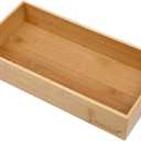 PRATIQUE Bamboo Drawer Organizer - Kitchen Utensil Organizer Silverware Tray Cutlery HolderOffice Desk Supplies and Accessories (12x5.9x2.6 inch)