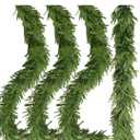 4 Pcs Christmas Garland with Lights 6 Ft, Real Touch Norfolk Pine Garland for Mantle, Christmas Decorations Indoor Outdoor for Wall Fireplace, Faux Greenery Cedar Garland Realistic for Table Decor
