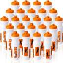 Talltalk 24 Pcs Basketball Water Bottles Bulk 25 oz Reusable Squeeze Sports Bottles Portable Leak Proof Plastic Juice Bottle for Summer Sport Themed Party Favors Birthday Team Senior Night Gifts