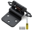 Ravinte 10 Pack 5 Pairs 3/8 inch Inset Kitchen Cabinet Door Hinges Black Semi-Concealed Face Mount Cabinet Hardware Self-Closing Hinges with Door Bumpers & Screwdriver