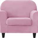 CONRUSER Stretch Sofa Slipcover, Soft Velvet Sofa Covers for 3 Cushion Couch Thick Furniture Protector for Pets & Kids (Pink, L)