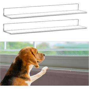 Wenqik 2 Pcs 14.75 x 2.5 Inches Clear Window Sill Protector from Dog Cat Scratching Strong Transparent Protection Against Dog Claw Chewing Slobbering Window Sill Cover