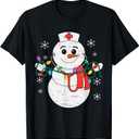 Snowman Nurse Christmas Stethoscope Xmas Scrub Top Women T-Shirt M, 2 PC