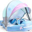 2024 Mambobaby Baby Float with Canopy & Tail Infant Swim Float Non-Inflatable Toddler Pool Float with Skin-Friendly Material for 3-24 Months Baby Boys Grils (Blue Deluxe Edition)