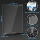 Acrylic Sign Holder 5x7, 12 Pack Double Sided Clear Display Stand with Black Base, T-Shape Table Number Holders, Plastic Picture Frames, Flyer Menu Brochure Sign Holder for Office, Show Fair, Restaurants