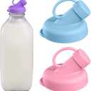 Silicone Glass Bottle Replacement Caps,48mm Diameter Pour Spout Lids, Replacement Lids Fit Stanpac & Libbey & Stock Your Home & The Dairy Shoppe, Reusable and easy to clean bottle caps (2 Pack)