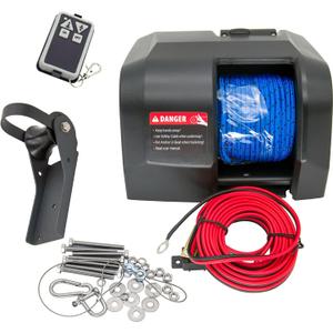 Electric Anchor Winch,Boat Anchor Wench 12V Marine Saltwater Anchor Windlass Kit with Wireless Remote Control Anchors Up to 25 LBS (Black)