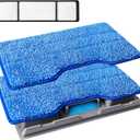 KEEPOW Reusable Mop Replacement Pads Compatible with Shark Vac Mop VM252 VM200 VM401 VM180 VM252GN VC205 VM250, Vacuum Mop Pads Refills for Hardwood Floor with Upgraded Dirt Chamber, Blue, 2+1+1 Pack