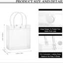 Abbylike 200 Pcs Clear Plastic Gift Bags with Handles 5.9x6.3x2.8 Inch, Bulk Transparent PVC Small Shopping Tote Bags Reusable with Button for Mother's Day Wedding Party Favors Boutique Merchandise