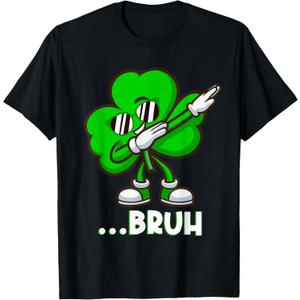 Bruh Dabbing Shamrock - Funny St Patricks Day Teens Boys T-Shirt, Size XS