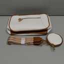 Crossbody Purse for Women Small Crossbody Bags Trendy Vegan Leather with Adjustable Shoulder Straps Gift for Mother Wife Mom (Beige With Brown Minimalism Upgrade)