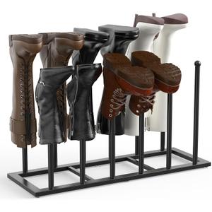 Boot Rack, 19.5 Inches Boot Rack Organizer Tall Boots, Stainless Steel Boot Storage Holder, Free Standing Boot Racks for 6 Pairs Entryway, Closet, Black (1 Pack)