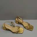 Women's Sandals Strappy Heels for Women Dressy Open Square Toe Comfort Chunky Block Heel Dress Shoes for Prom Party Wedding (8.5, Aa-gold)