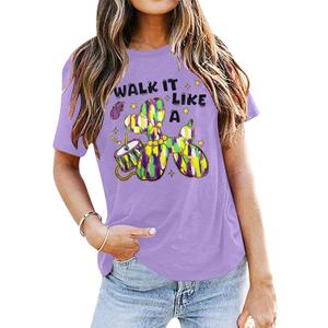 Mardi Gras Shirts Women: Mardi Gras Day Hearts T-Shirt Fat Tuesday Tee Carnival Shirt New Orleans Party Tshirt (Purple, M)