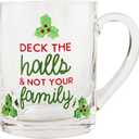 Mud Pie Christmas Glass Icon Mug, Deck, 13oz