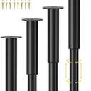 Wlrrcwdttc 4 Pcs Adjustable Bed Center Support Legs 7.08-12.2 inch for Bed Frame/Bed Center Slat, Metal Adjustable Furniture Legs for Bed/Cabinet/Sofa/Dresser/Couch/Table, Heavy Bed Legs Replacement (Black)