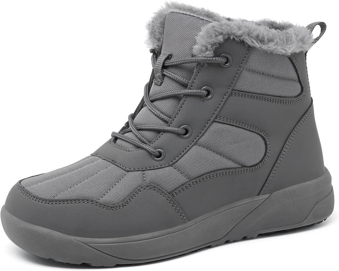ChayChax Women's Winter Snow Boots with Fur Lined Lightweight Ankle Booties Anti Slip Comfortable Warm Winter Shoes (8.5, Grey)