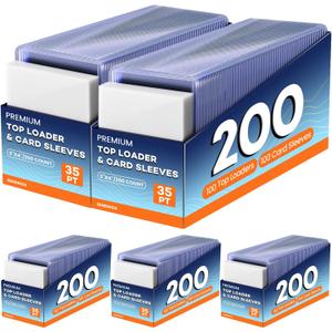 1000 Card Sleeves Top Loaders for Cards, 3" x 4" Hard Plastic Toploaders, Baseball Card Protectors, Trading Card Holder for Football Sports Cards (500 Toploaders + 500 Penny Sleeves)