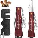 2 Pack Mushroom Knives with Brush & Knife Sharpener, Folding Pocket Knife with Wood Handle for Men Women, Foraging Kit for Outdoor Camping