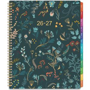 2026-2027 Monthly Planner - Planner 2026-2027, Monthly Calendar 26-27, Jul. 2026 - Dec. 2027, 9" x 11", 18 Month with Colourful Tabs & Pocket, Flexible Cover, Twin-Wire Binding, Thick Paper - Green