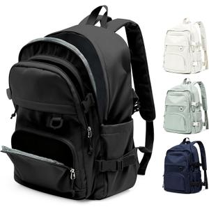 Black Lightweight Backpack for College & High School Backpack With Lots of Pockets Cute School Bag for Girls Boys, Large Capacity Bookbag for Women Men, Waterproof Teens Casual Daypack Backpack