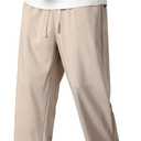 PRIJOUHE Mens Harem Pants Casual Lightweight Loose Fit Capri Pants Linen Beach Pants with Elastic Waistband (X-Large, 02-khaki)