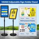 2-Pack 11x17 Inch Adjustable Sign Stand & Floor Standing Sign Holder - Pedestal Poster Stand with Vertical & Horizontal View Display for Indoor/Outdoor Business & Store Signage (Black)