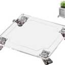 1PC Transparent Clear Color Plant Caddy 10x10 inch Acrylic Heavy Duty Square Plant Stand with 2 Roller Lockable Caster Wheels,Indoor Outdoor Holds Up 150 Lbs Patio/Flower Pot/Dolly