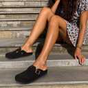 Women’s Genuine Suede Clogs for Women Slip-On Buckle Slides Women's Mules & Clogs Natural Rubber Cork Footbed Sandals Potato Shoes with Arch Support, US 6 