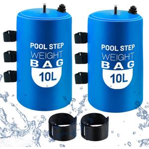 2PCS Pool Ladder Weights 10L Universal Pool Step Weights Sand Bag Waterproof 500D PVC Swimming Pool Stair Weights for Above Ground and Inside Pool with Nylon Handle Blue