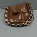 Makeup Bag, Travel Portable Checkered Pattern Cosmetics Skincare Storage Bag (Brown)