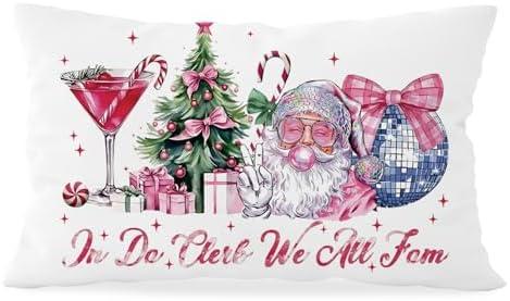KDHTY Coquette Winter Holiday Christmas Throw Pillow 12x20,Merry Christmas Throw Pillow Decorative Winter Xmas Santa Decorations for Bedroom Home Classroom,Winter Holiday Decor for Sofa Couch, Pack of 4