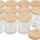 pavelle 10 oz. Clear Glass Candle Jars with Bamboo Lids for Candle Making and Storage, Airtight Sealing Mason Jars for Preservation of Spice, Powder, and More, 12 Pcs.