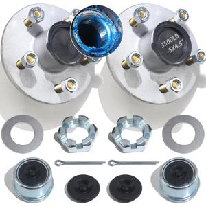 iBroPrat 2Sets Galvanized Trailer Idler Hub Kits 5 Bolt 4.5, Trailer Idler 5 Lug Hub Kits Pre-Installed and Lubricated for 3500 lbs 1-1/16'' to 1-3/8'' #84 Spindle Tapered Axle
